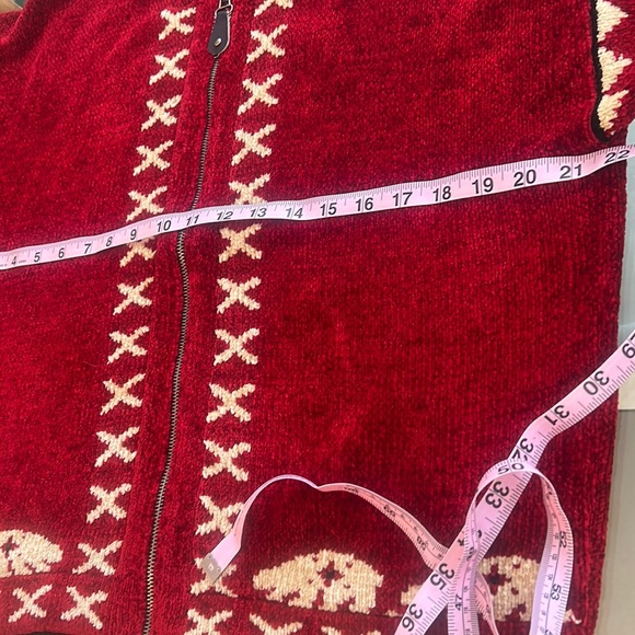 Vintage Y2K Wool Dia North of Boston Zip Up Cardigan Knit Sweater Red sz M EUC - Picture 17 of 17
